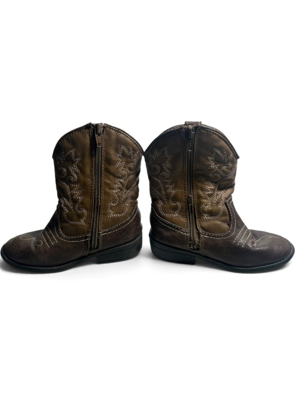 Cherokee Small Toddler Cowboy Boots Size 10 Brown Western Boots Side Zipper - Picture 8 of 12